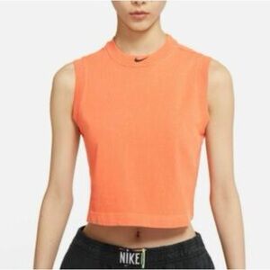 Nike Sportswear Washed Mock Neck Tank Top- Atomic Orange